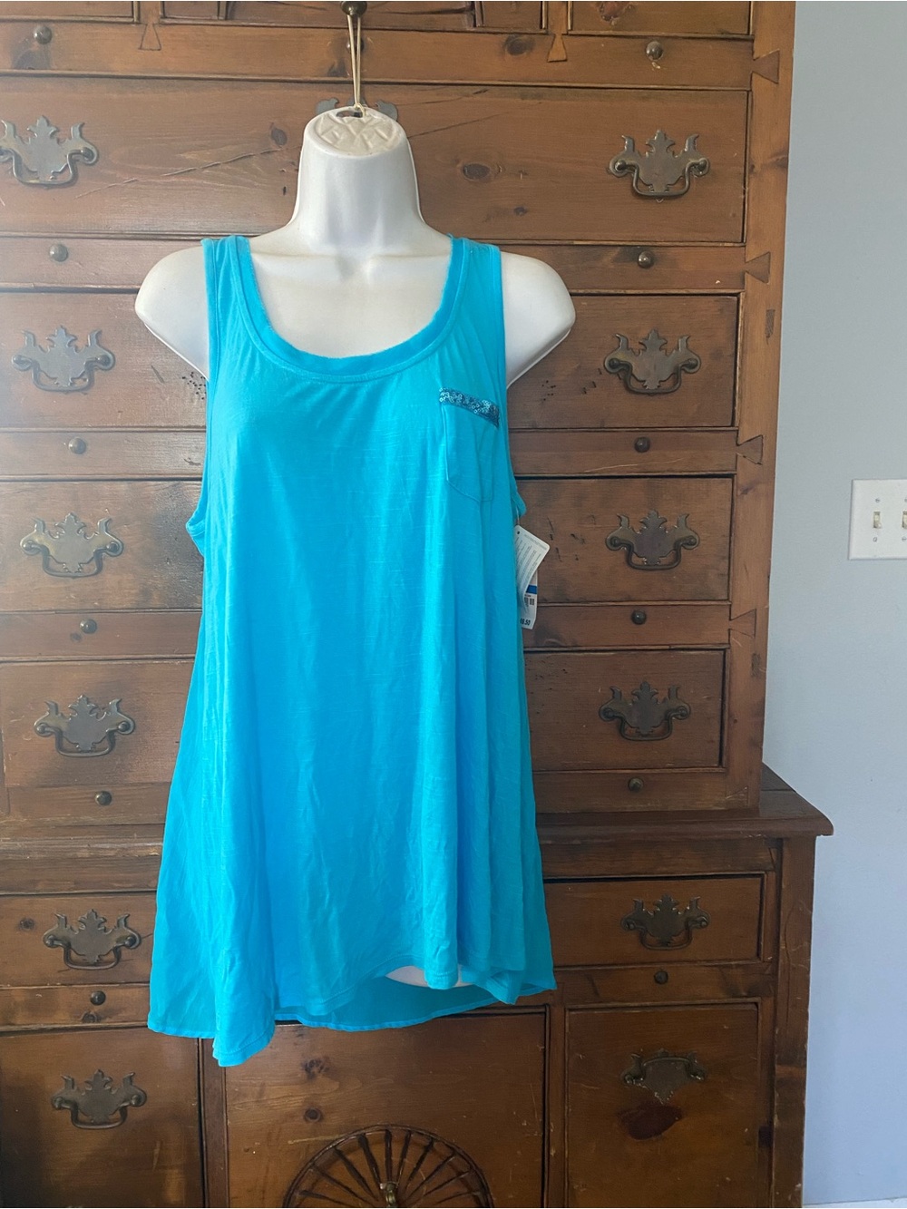 (A11) Women's Turquoise Scoop Neck Tank Top Size XL International Concepts NWTS